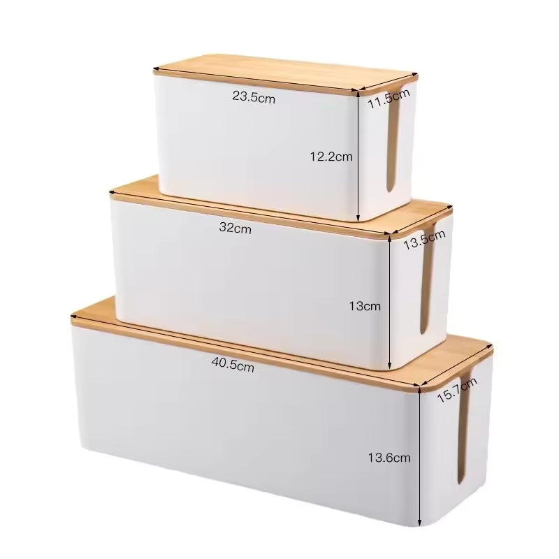 Cable organizer box with lid