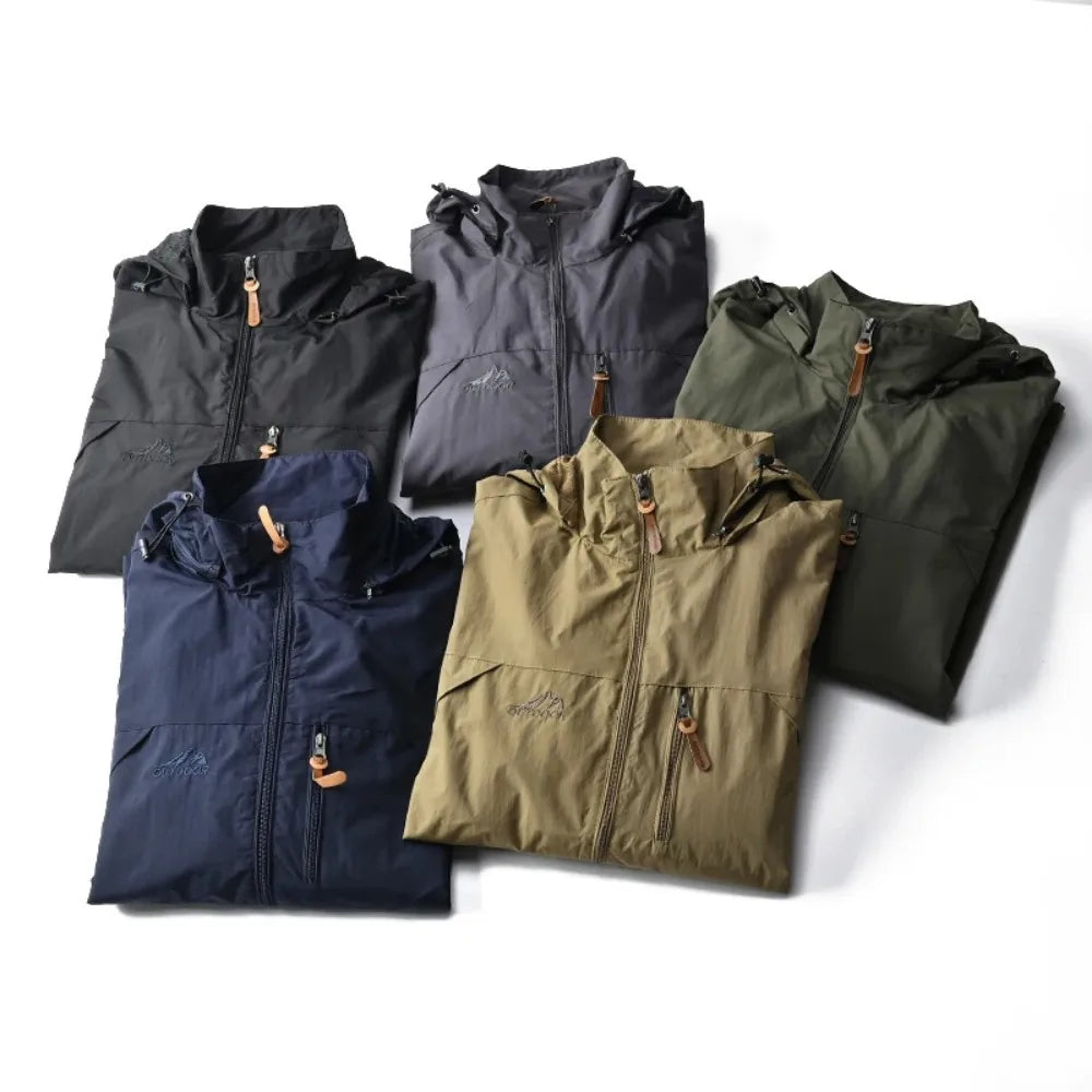 Coupe-vent Homme Veste Tactique Imperméable Manteau Extérieur à Capuche Sports Militaire Randonnée Mince Vêtement d'Extérieur Manteau Streetwear