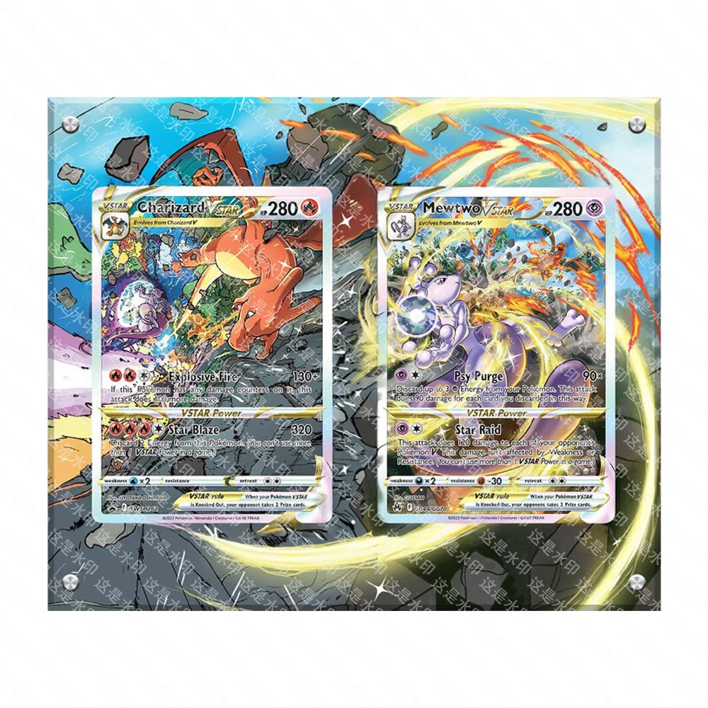 Pokemon Anime Classics Game Collection Display Stand Charizard Mewtwo Latias Self Made Acrylic Extended Painting Stuck Brick
