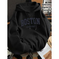 Men's Boston Print Loose Fit Pullover Hoodie