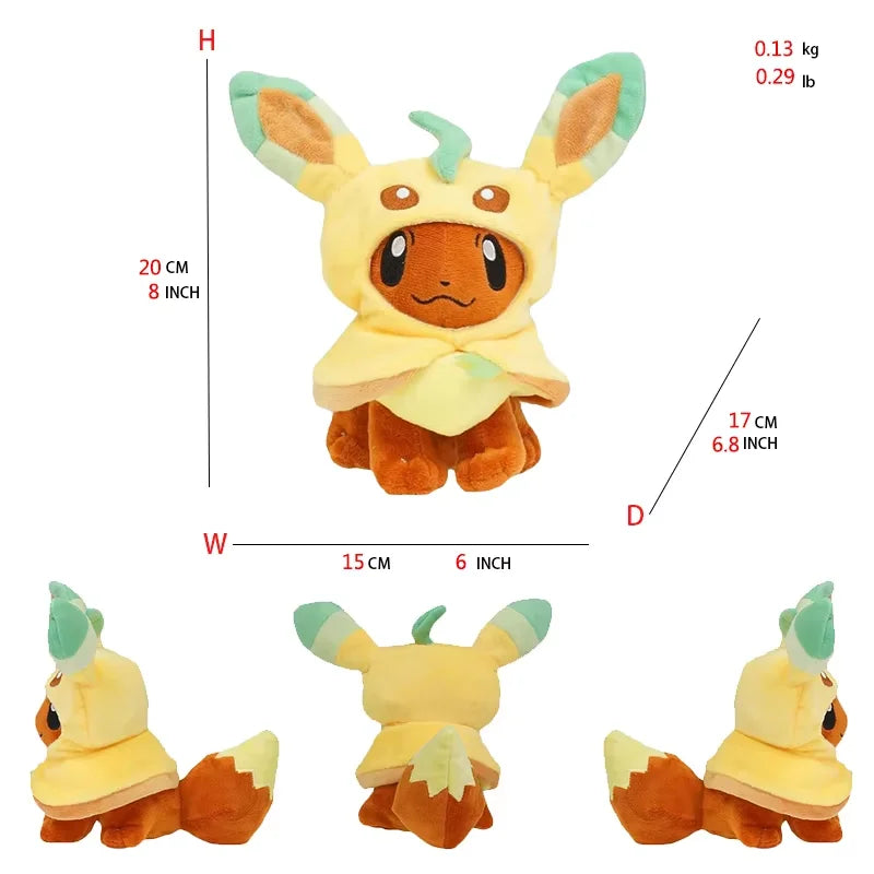 Eevee Cosplay Hooded Plush Doll Umbreon Leafeon Flareon Glaceon Jolteon Espeon Vaporeon Sylveon Stuffed Toy Soft Peluche Gifts