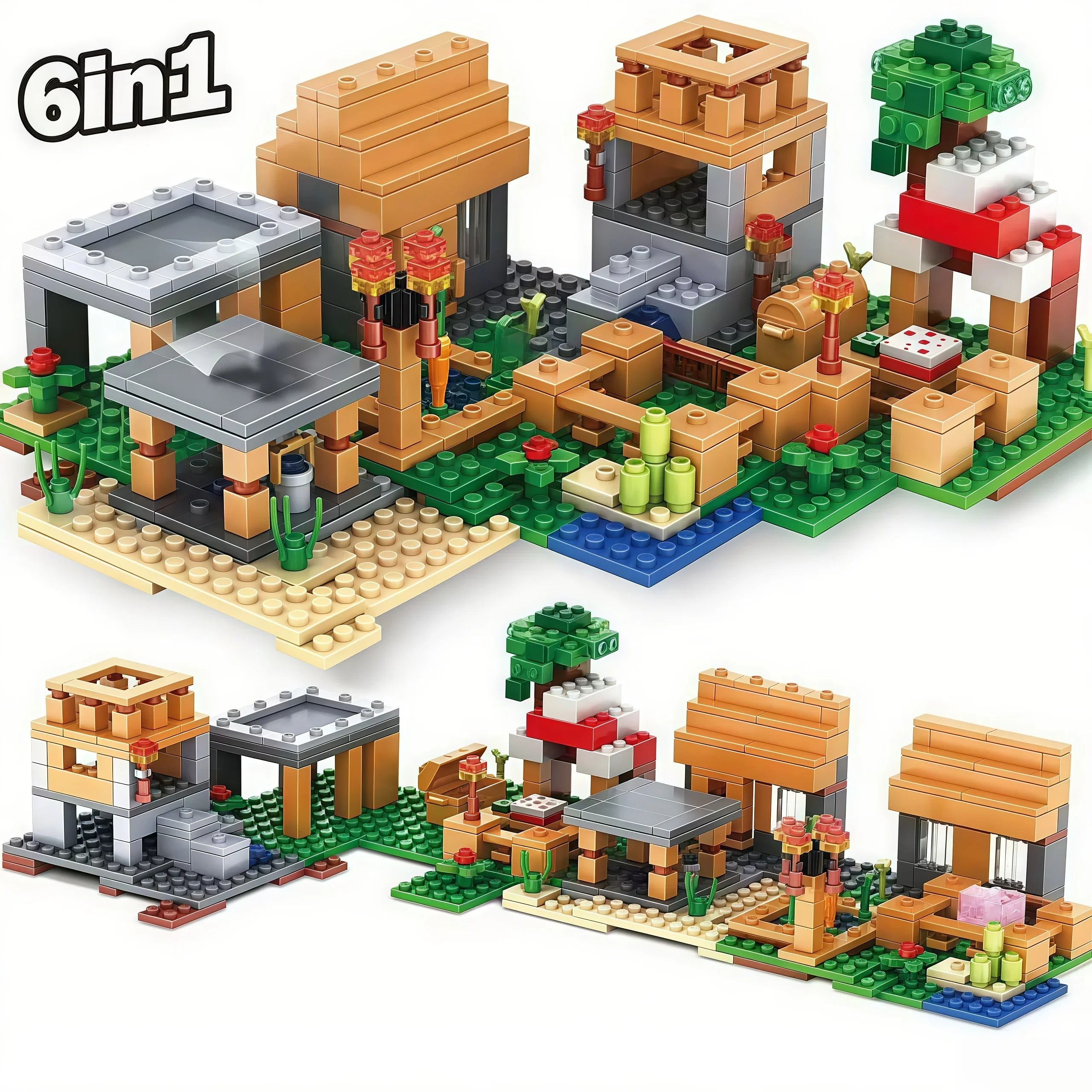 2026 New Minecrafted My World Large Village Tree House Windmill Building Blocks Set DIY Assembly Educational Bricks Toys for Kid