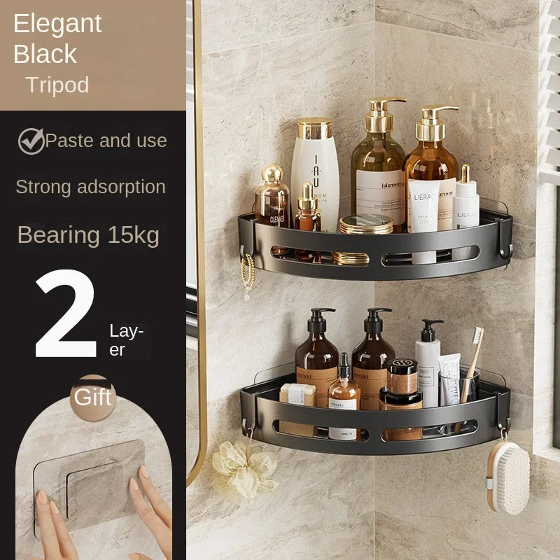No-drill plastic corner shower caddy shelf, set of 2