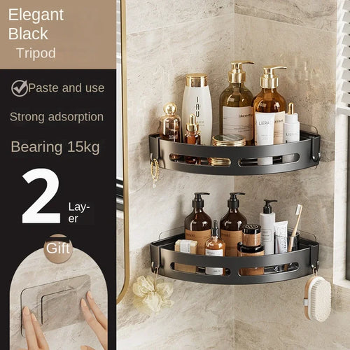 No-drill plastic corner shower caddy shelf, set of 2