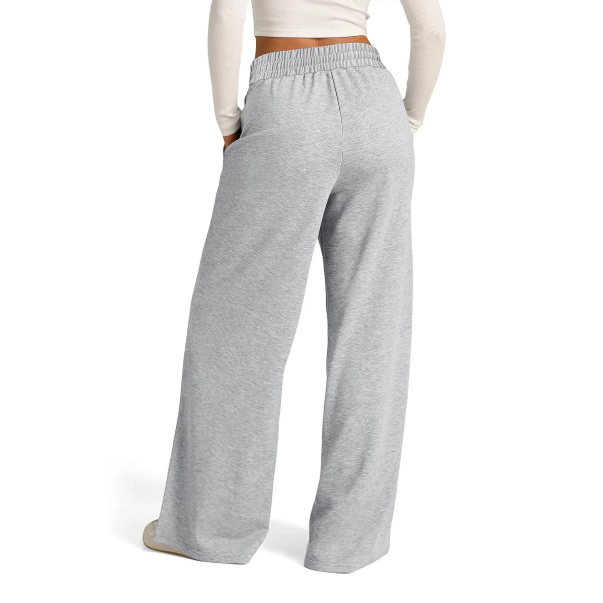Pantalon de survêtement doublé polaire pour femme, jambe large, coupe droite, bas uni, fitness, jogging, voyage, basique
