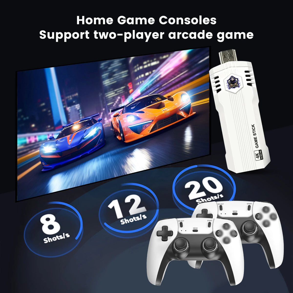Retro Gaming Console X2L,Game Stick with 4K HD Display and 2 Wireless Controllers,Built-in 40+ Emulators&30000+Games