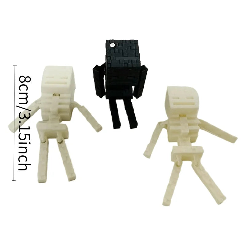 Pixelated Skull Collectible Figurine, Retro 8-bit Game Plastic Ornament, Black & White Pixel Decor for Desk, Car, Home & Office,