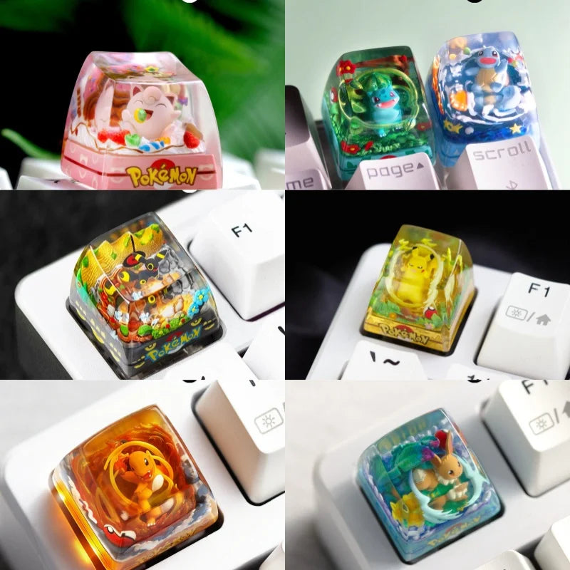 Pokemon Pikachu Transparent Esc Keycap Keyboard Accessories Anime Cute Resin Shrink Drip Glue handmade Keycaps Anime Fans Gift