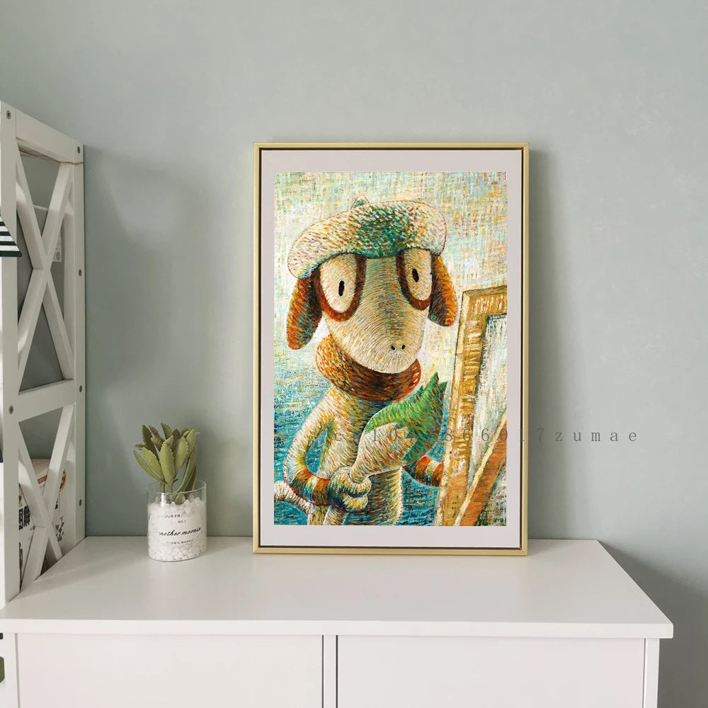 Pokmon Anime Character Pikachu Posters Van Gogh Museum Watercolor Canvas With HD Printed Wall art Pictures For Living Room Gifts