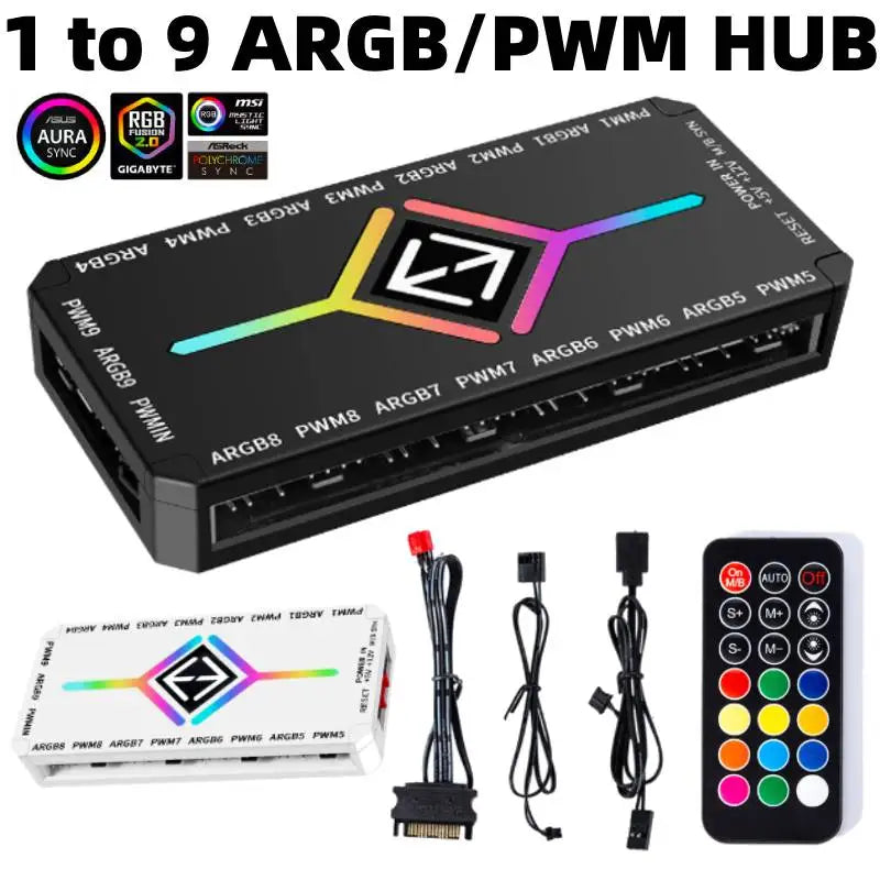 ARGB PWM Fan Hub Adapter 1 to 9 Port