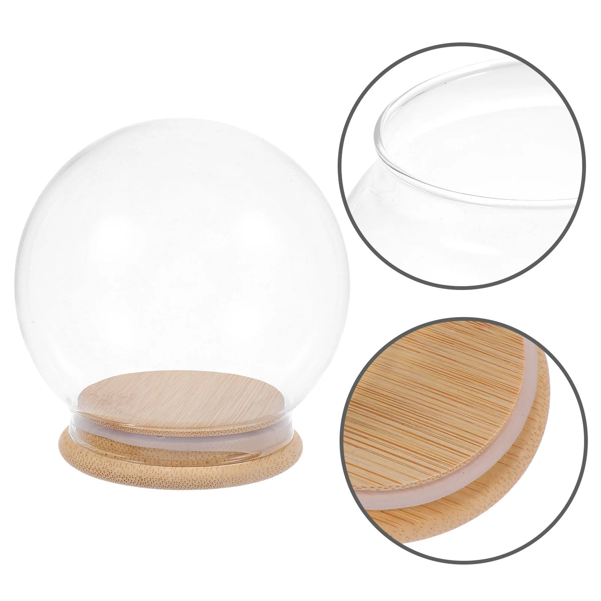 Cloche dôme en verre transparent pour fleur éternelle, étui de présentation DIY, boule à neige, base de dôme en cristal, décor de table, vitrine boule à neige en verre