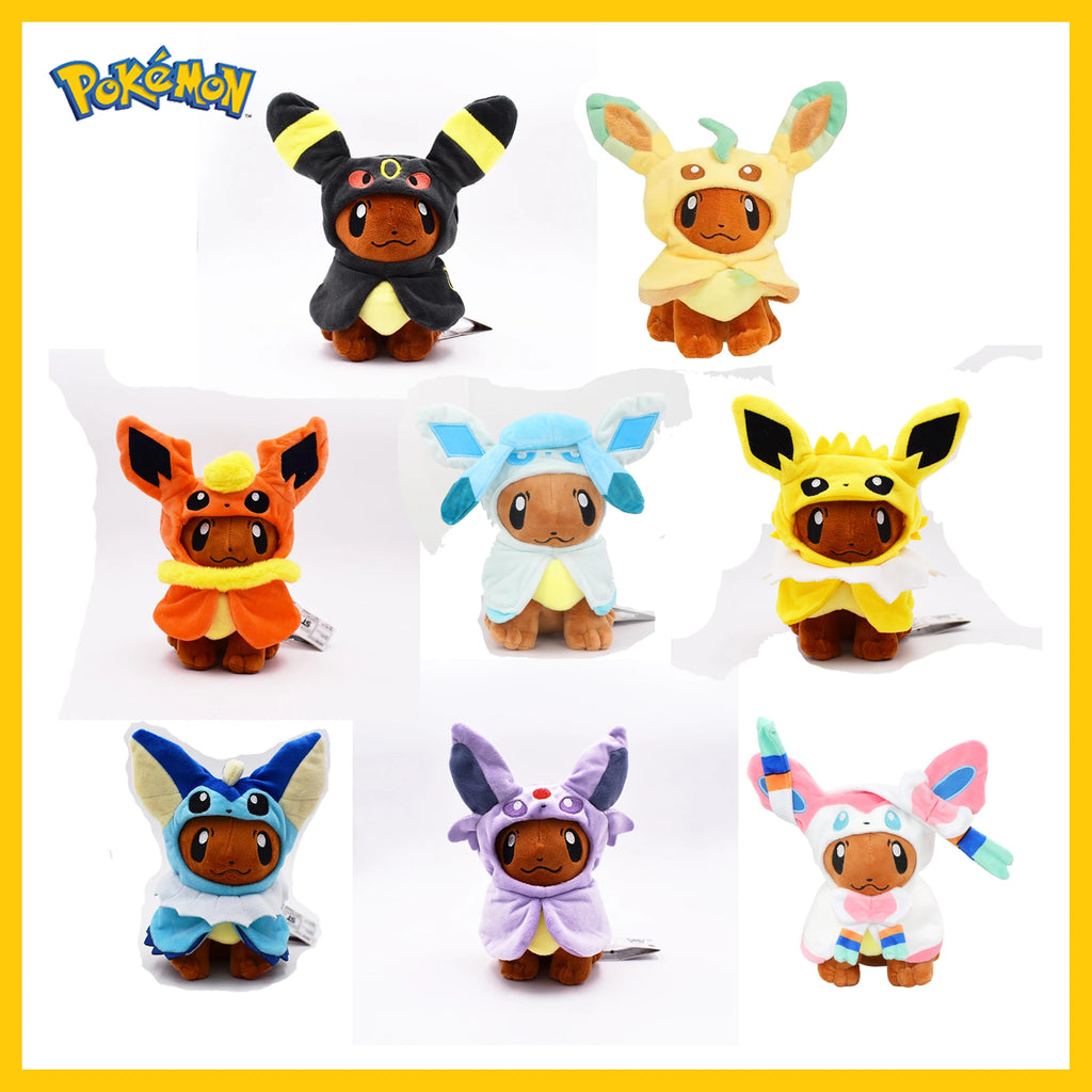 Eevee Cosplay Hooded Plush Doll Umbreon Leafeon Flareon Glaceon Jolteon Espeon Vaporeon Sylveon Stuffed Toy Soft Peluche Gifts