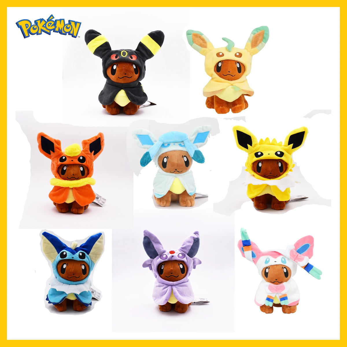 Eevee Cosplay Hooded Plush Doll Umbreon Leafeon Flareon Glaceon Jolteon Espeon Vaporeon Sylveon Stuffed Toy Soft Peluche Gifts