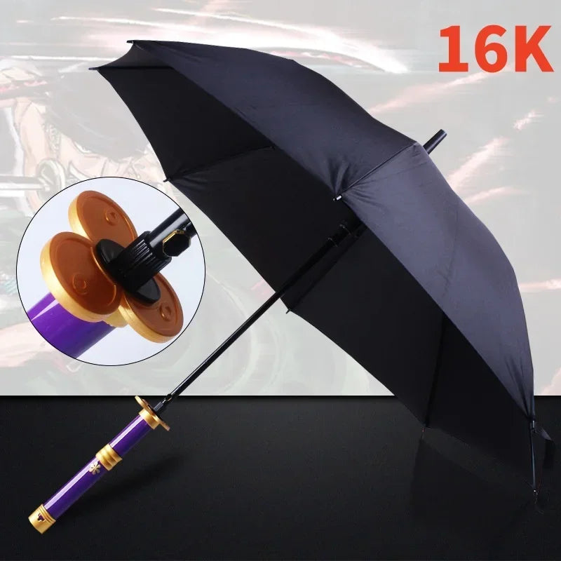Anime Roronoa Zoro Katana Umbrella Sword Longhand Black Parasol One Piece Knife Real Size Japanese Katana Sabre Umbrella Raincoa