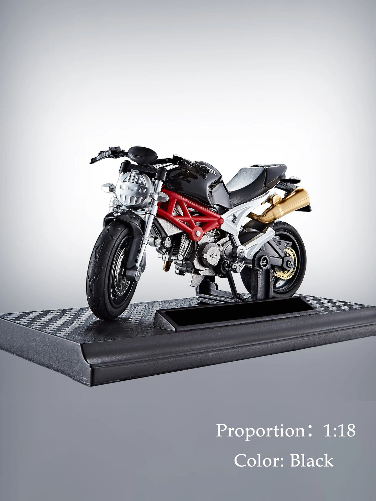 Motorcycle DieCast Model 1:18 Toy Car,  Collectible Model With Ornament Base Rotating Rubber Tires Kids Gifts