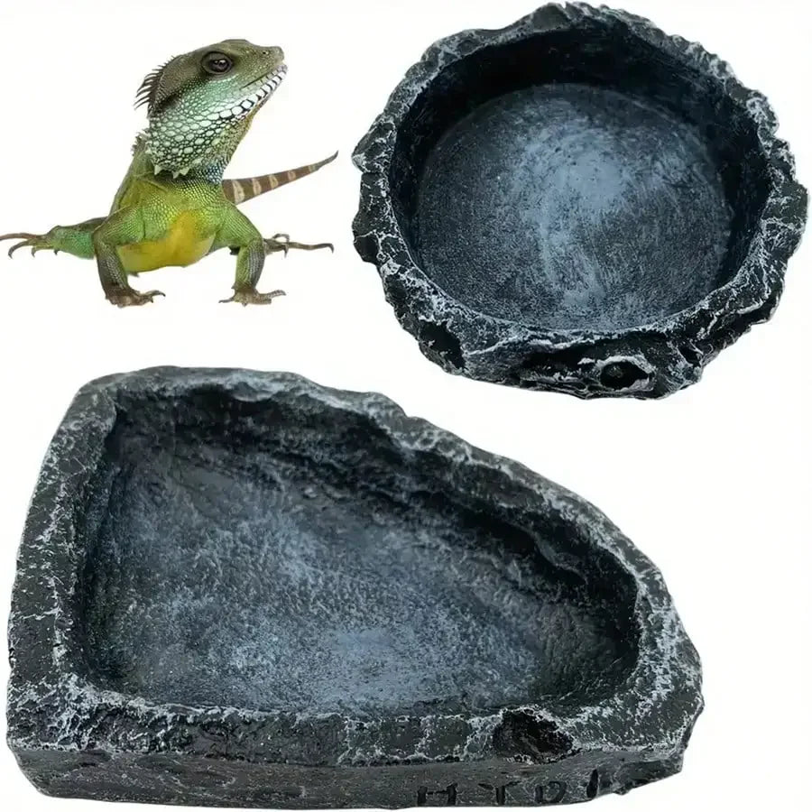 Realistic Stone Reptile Water Feeding Bowl