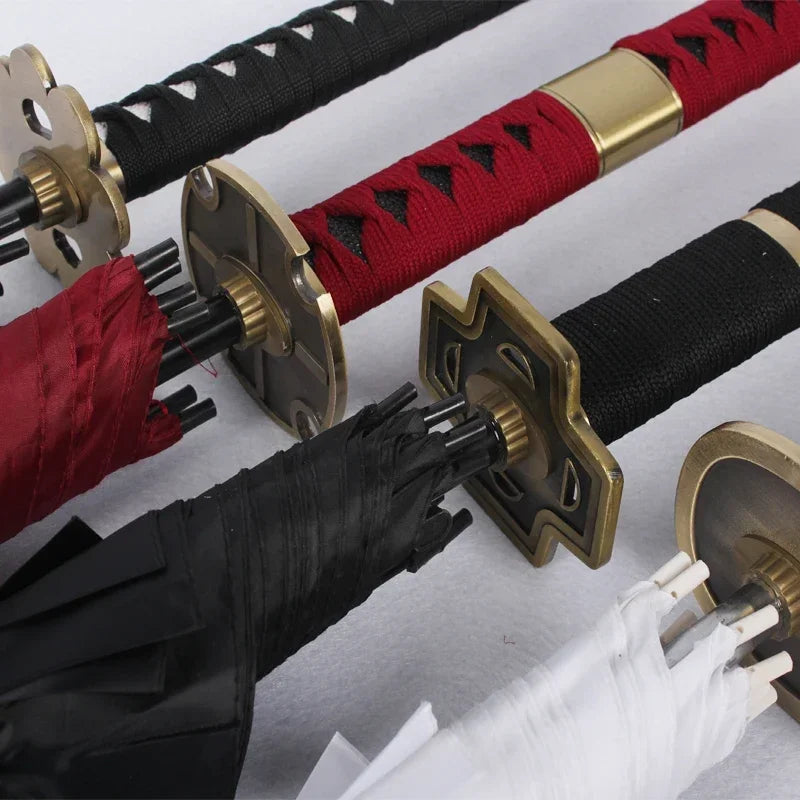 Anime Roronoa Zoro Katana Umbrella Sword Longhand Black Parasol One Piece Knife Real Size Japanese Katana Sabre Umbrella Raincoa