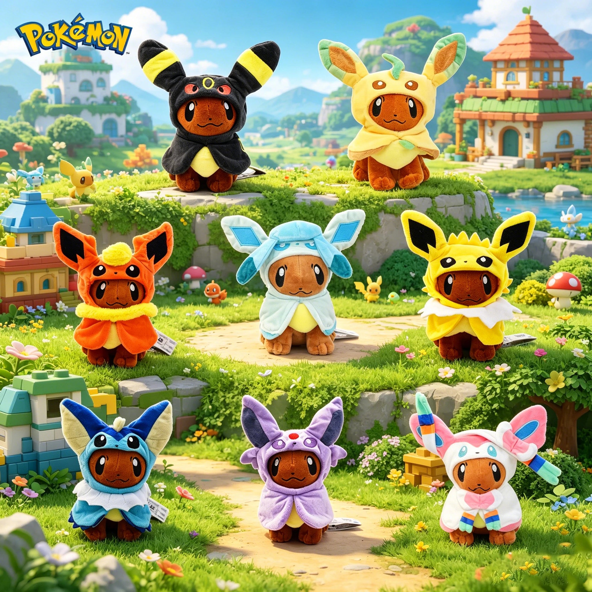Eevee Cosplay Hooded Plush Doll Umbreon Leafeon Flareon Glaceon Jolteon Espeon Vaporeon Sylveon Stuffed Toy Soft Peluche Gifts