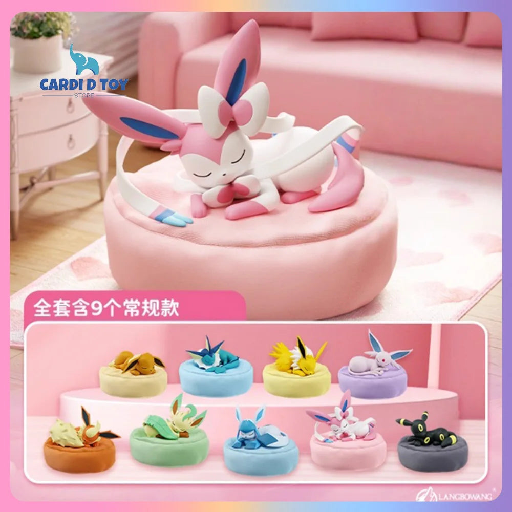 Eevee Evolution Sleeping Series Mystery Box Genuine Vaporeon Sylveon Espeon Umbreon Action Anime Figurine Collectible Gift Set
