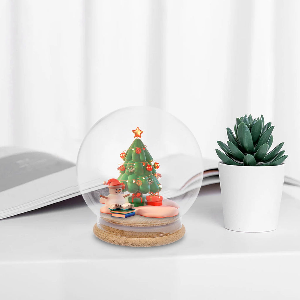 Cloche dôme en verre transparent pour fleur éternelle, étui de présentation DIY, boule à neige, base de dôme en cristal, décor de table, vitrine boule à neige en verre