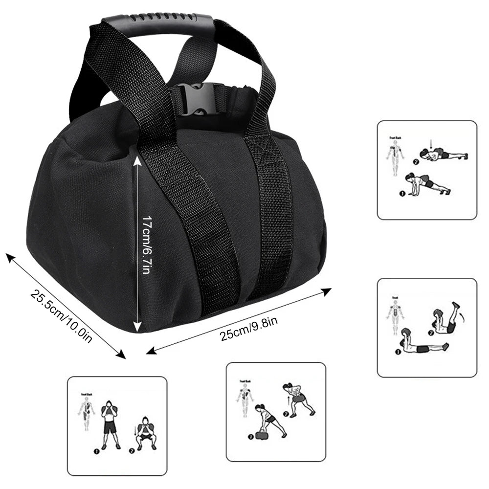 Adjustable 5-20kg Soft Kettlebell Sandbag with Handle,Heavy Canvas Non-Slip Grip,Quiet Slam Ball Substitute for Core Squat& Home