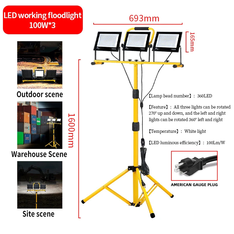30000 Lumen LED Work Light with Adjustable Stand
