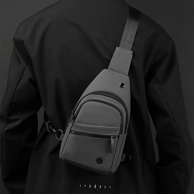 Sac bandoulière homme, Sac à dos à bandoulière, Sac de voyage, Sac de sport de plein air à la mode, Sac à main mâle en nylon imperméable, Sac de messager à bandoulière latérale/poitrine