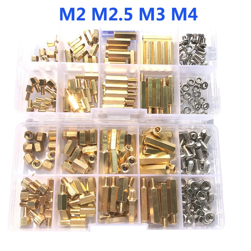 Brass motherboard standoff and screw kit assortment