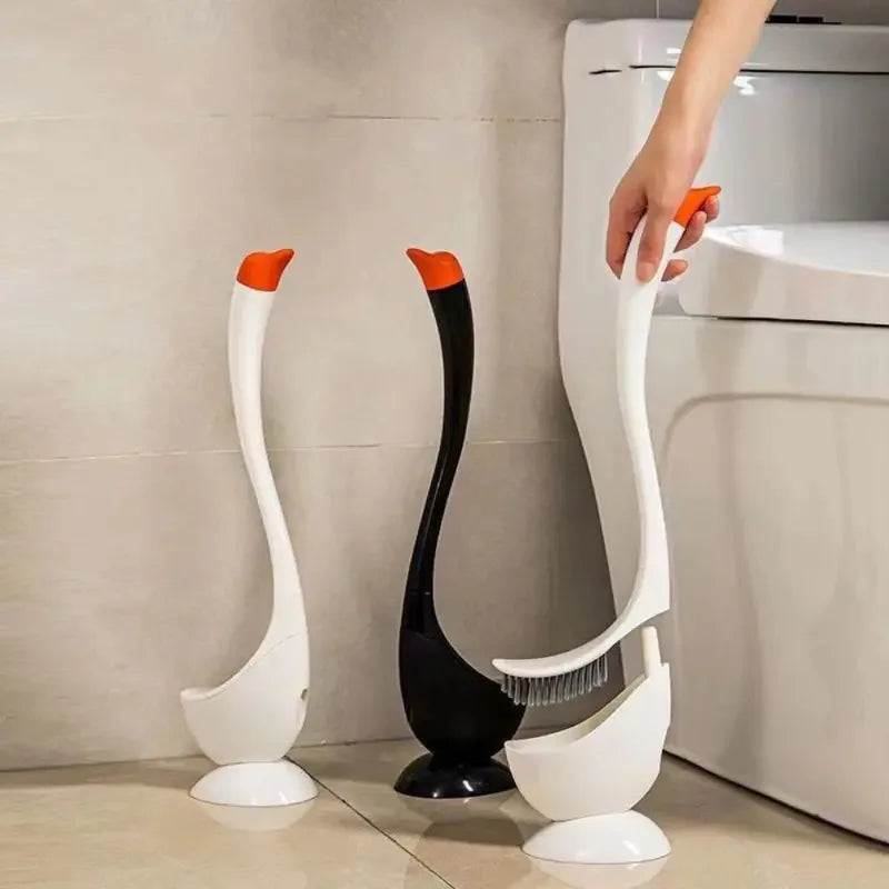 Swan-shaped toilet brush set with holder