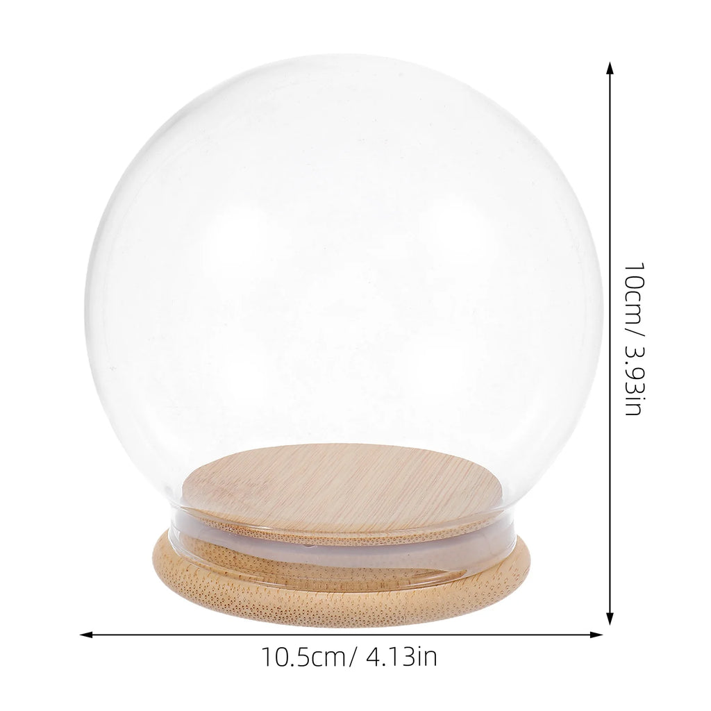 Cloche dôme en verre transparent pour fleur éternelle, étui de présentation DIY, boule à neige, base de dôme en cristal, décor de table, vitrine boule à neige en verre