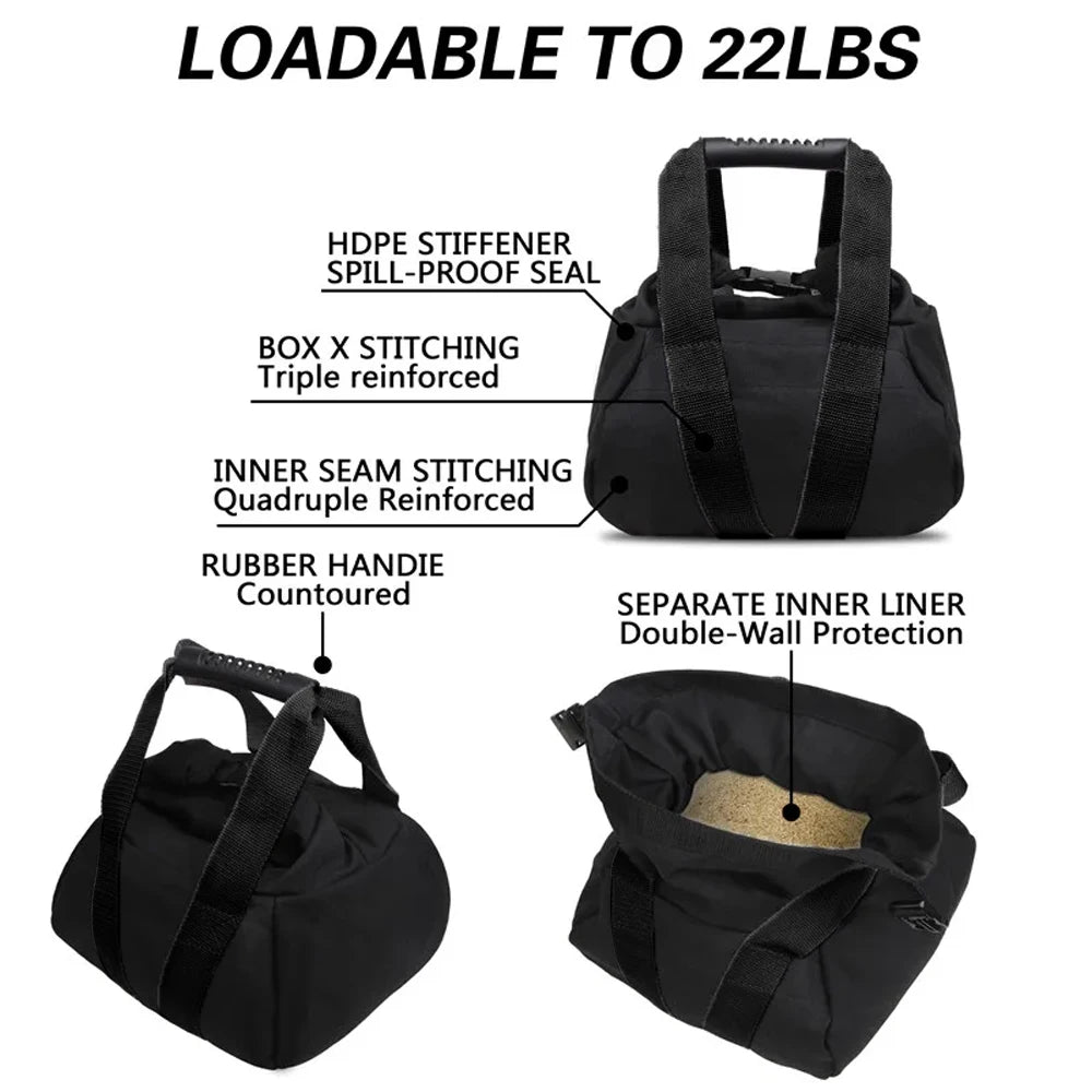 Adjustable 5-20kg Soft Kettlebell Sandbag with Handle,Heavy Canvas Non-Slip Grip,Quiet Slam Ball Substitute for Core Squat& Home