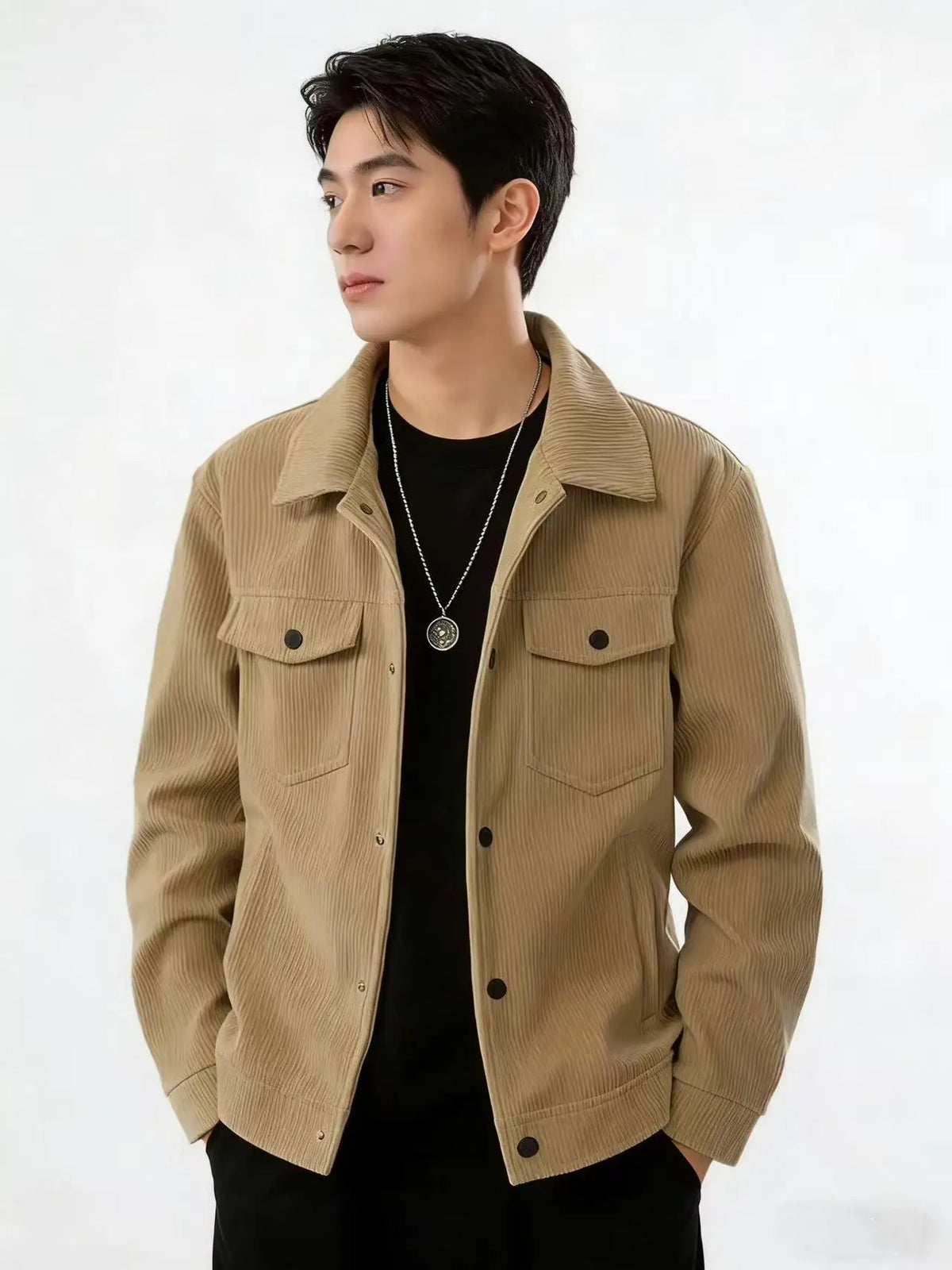 Men's Premium Corduroy Trucker Jacket, Vintage Utility Pocket Design, Elevated Smart Casual Essential