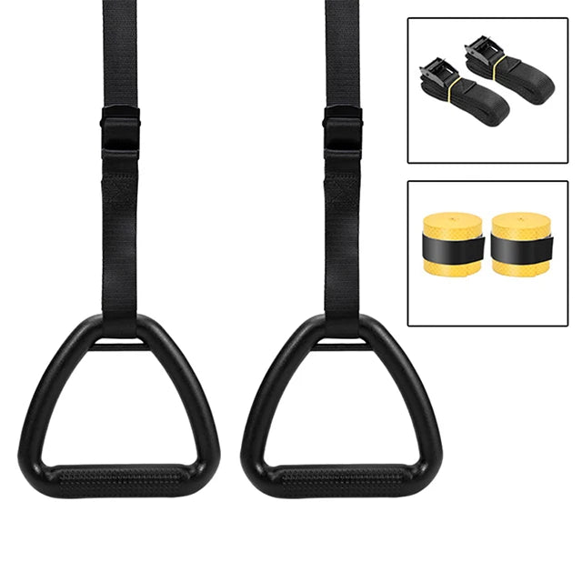 2M Fitness Gymnastic Rings Pull Up Handle Rings With Adjustable Strap For Adult Pull Up Ring Workout Equipment Strength Training