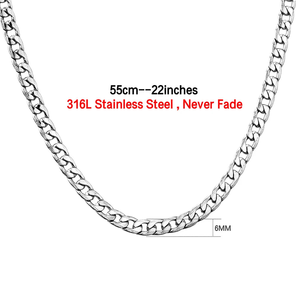 Fashion Cuban Chain Necklace Hip-hop for Men/Women 925 sterling silver Pattern Curb Link Chain Male Collar