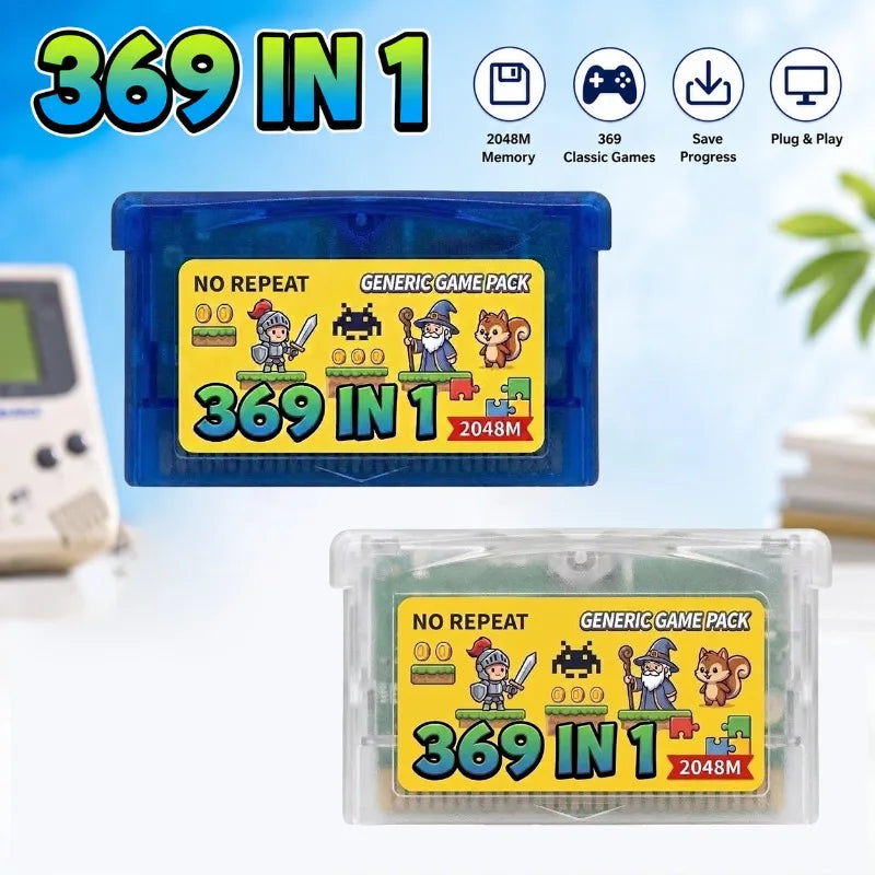 Retro 369 in 1 GBA Game Cartridge Multi Collection New Label for Game Console Portable Entertainment