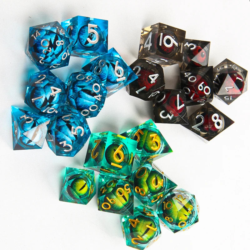 Jeu de dés DND à cœur liquide, dés de donjon et dragon en résine à bords tranchants, jeu de rôle, dés RPG D et D D20, D12, D10, D8, D6, D4