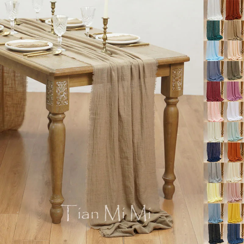 Rustic Cotton Gauze Table Runner