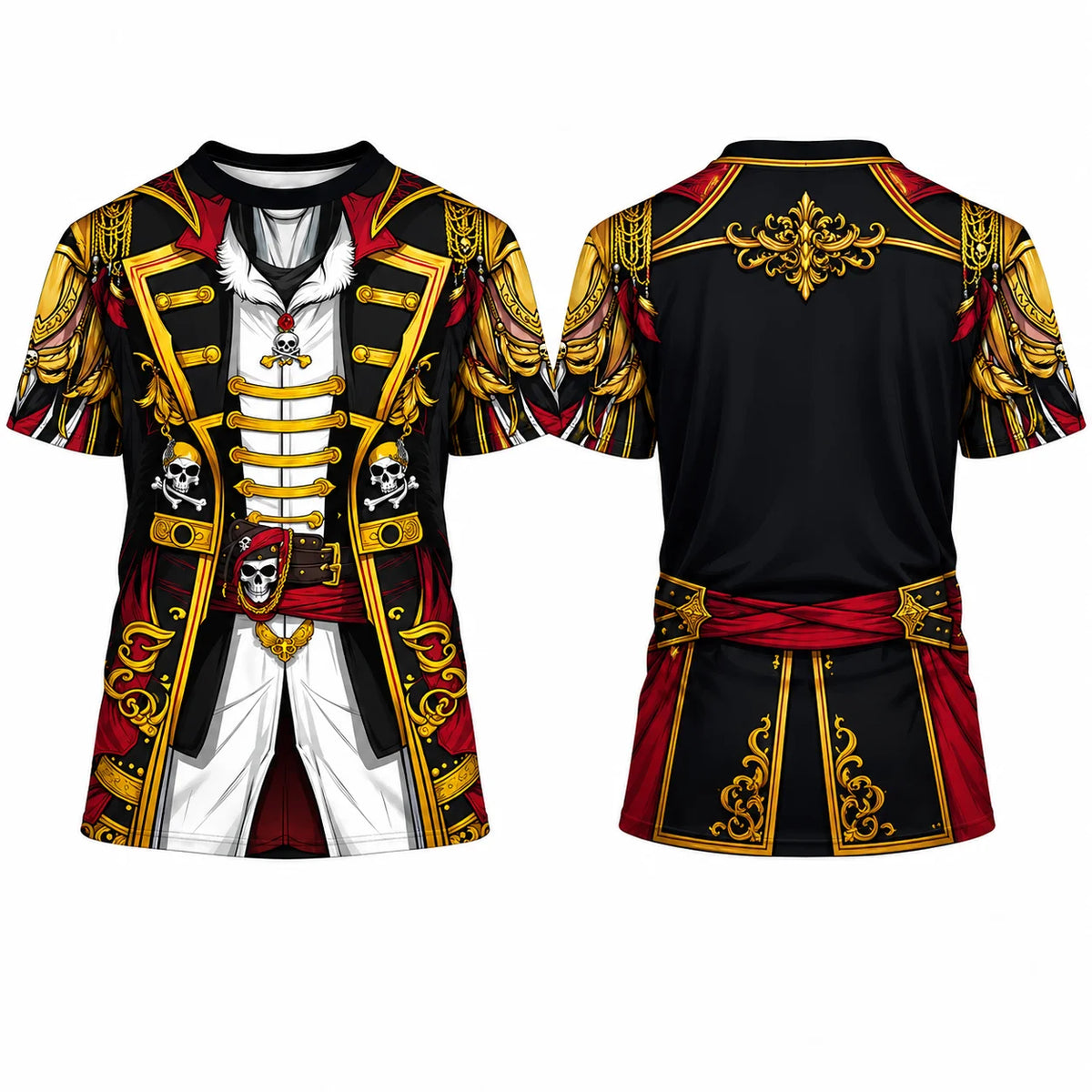 T-shirt graphique de capitaine pirate pour homme, t-shirt humoristique imprimé pour cosplay, t-shirt décontracté léger à col rond et manches courtes