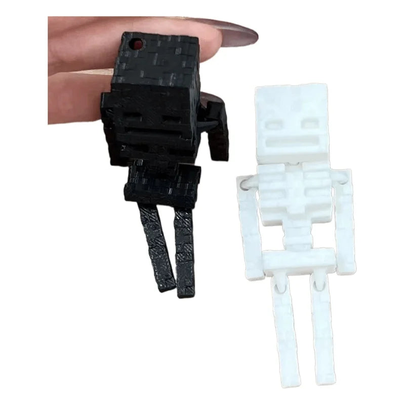 Pixelated Skull Collectible Figurine, Retro 8-bit Game Plastic Ornament, Black & White Pixel Decor for Desk, Car, Home & Office,