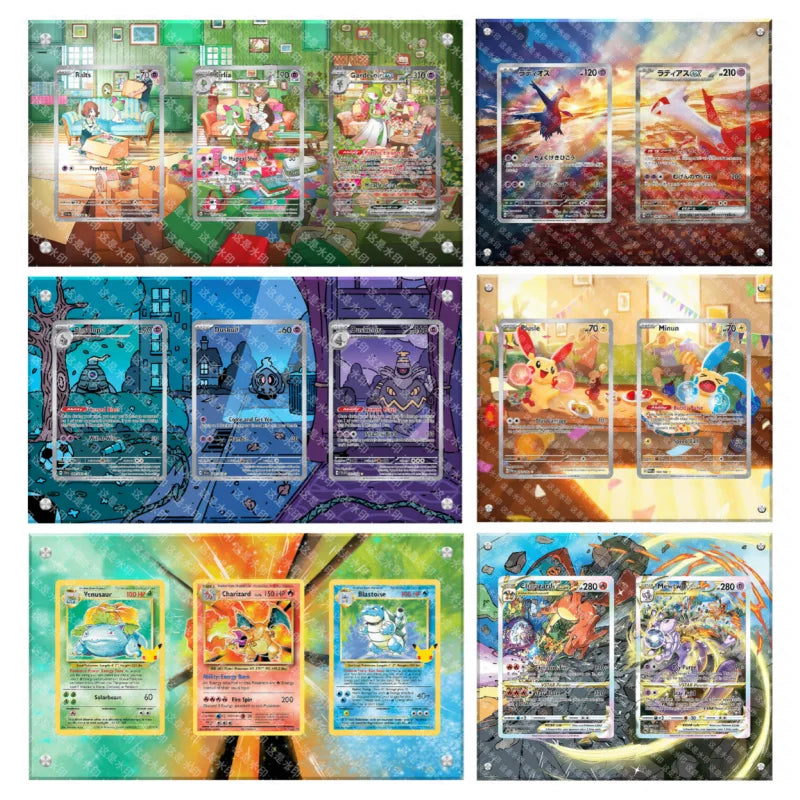 Pokemon Anime Classics Game Collection Display Stand Charizard Mewtwo Latias Self Made Acrylic Extended Painting Stuck Brick