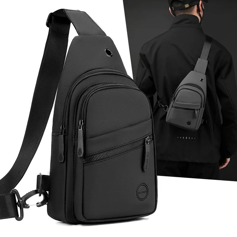 Sac bandoulière homme, Sac à dos à bandoulière, Sac de voyage, Sac de sport de plein air à la mode, Sac à main mâle en nylon imperméable, Sac de messager à bandoulière latérale/poitrine