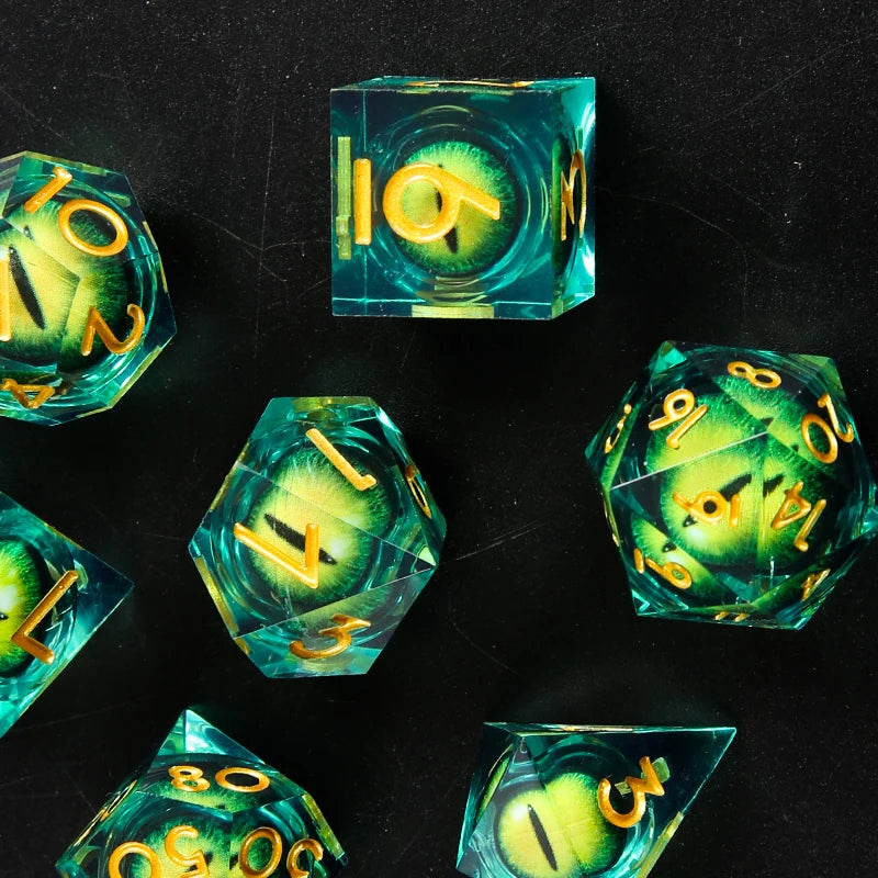 Jeu de dés DND à cœur liquide, dés de donjon et dragon en résine à bords tranchants, jeu de rôle, dés RPG D et D D20, D12, D10, D8, D6, D4