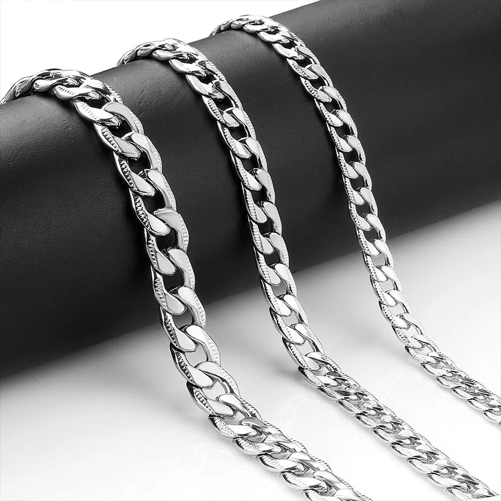 Fashion Cuban Chain Necklace Hip-hop for Men/Women 925 sterling silver Pattern Curb Link Chain Male Collar