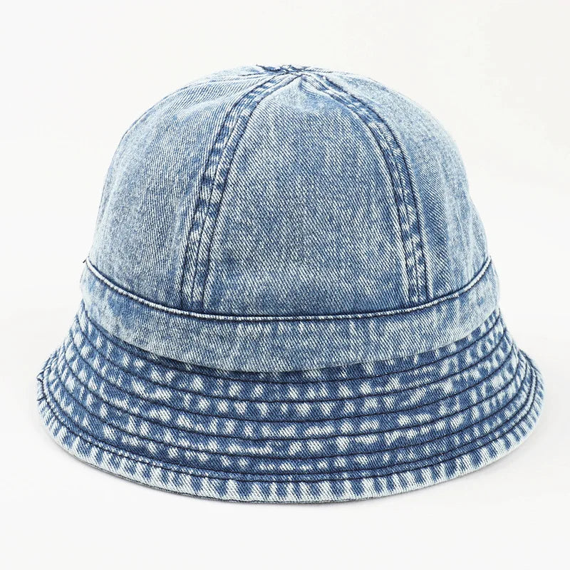 Washed Denim Bucket Hat Women Fisherman's Hat Bucket Hat Unisex Bob Caps Hip Hop Gorros Men Panama Windproof Bucket Hat Outdoor