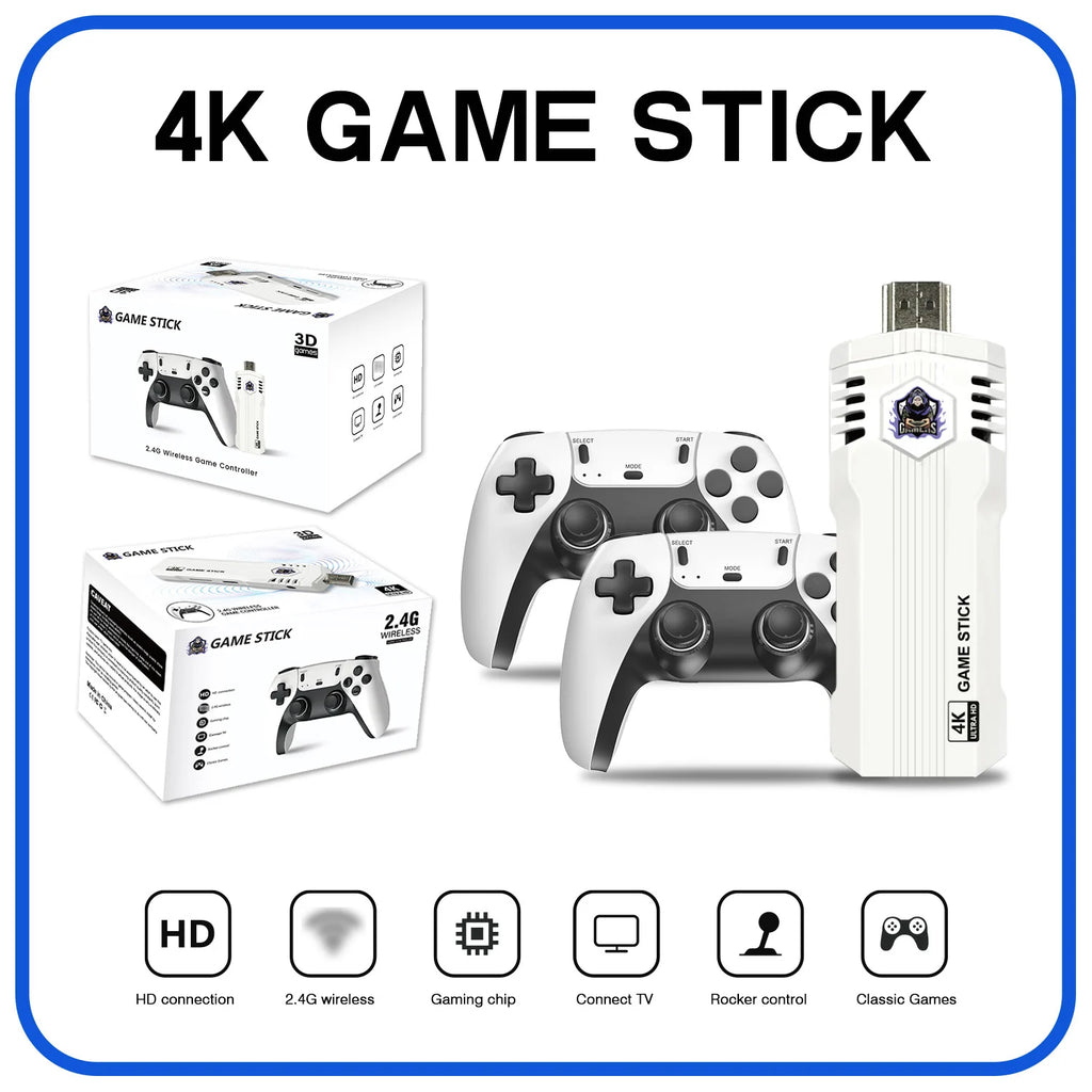 Retro Gaming Console X2L,Game Stick with 4K HD Display and 2 Wireless Controllers,Built-in 40+ Emulators&30000+Games
