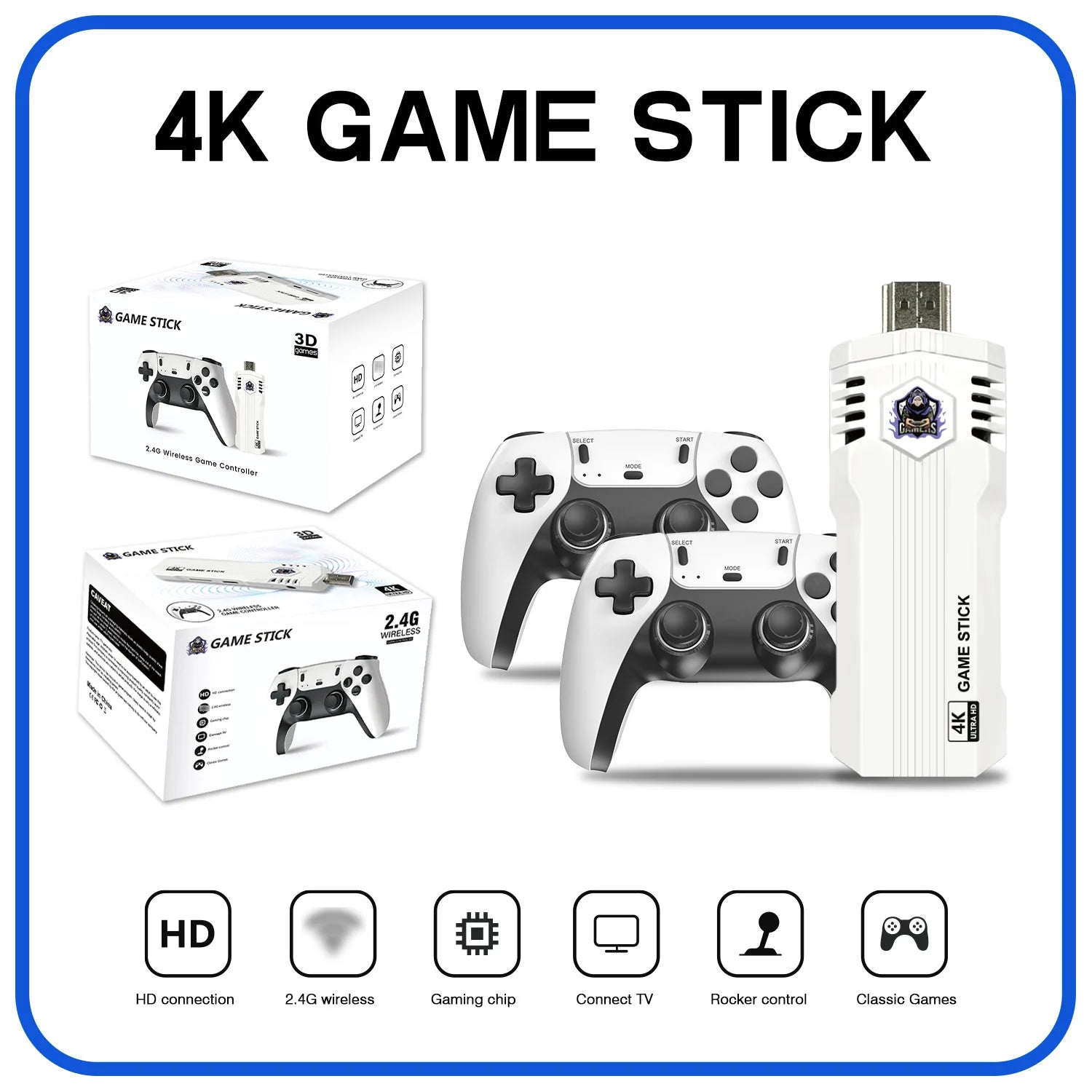 Retro Gaming Console X2L,Game Stick with 4K HD Display and 2 Wireless Controllers,Built-in 40+ Emulators&30000+Games
