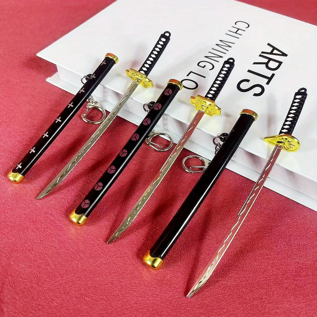 6inch Metal Roronoa Zoro Katana Fake Sword Steel Anime Zoro Ninja Knife Real Japanese Katana Original Samurai Sabre Toy Gift