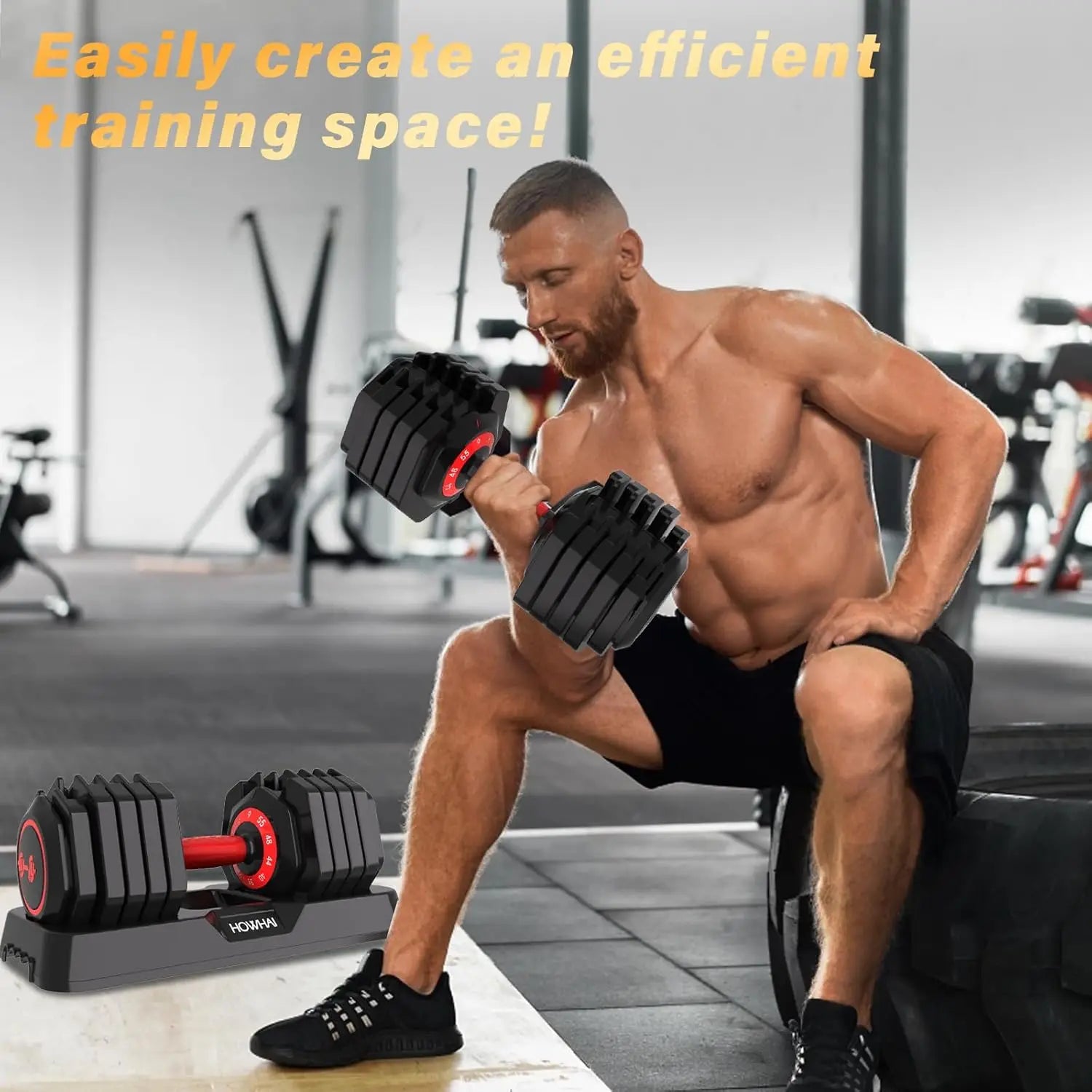 55lb Adjustable Dumbbell, 10 in 1 Hand Adjustable Weights Dumbbell with Anti-Slip Texture Handle, Exercise & Fitness, Custom