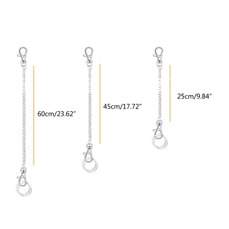 652F Both Ends Lobster Buckle Chain Belt Wallet Chain Pants Chain Pocket Chain with Keyring for Pants Belt Jeans Wallet-Key
