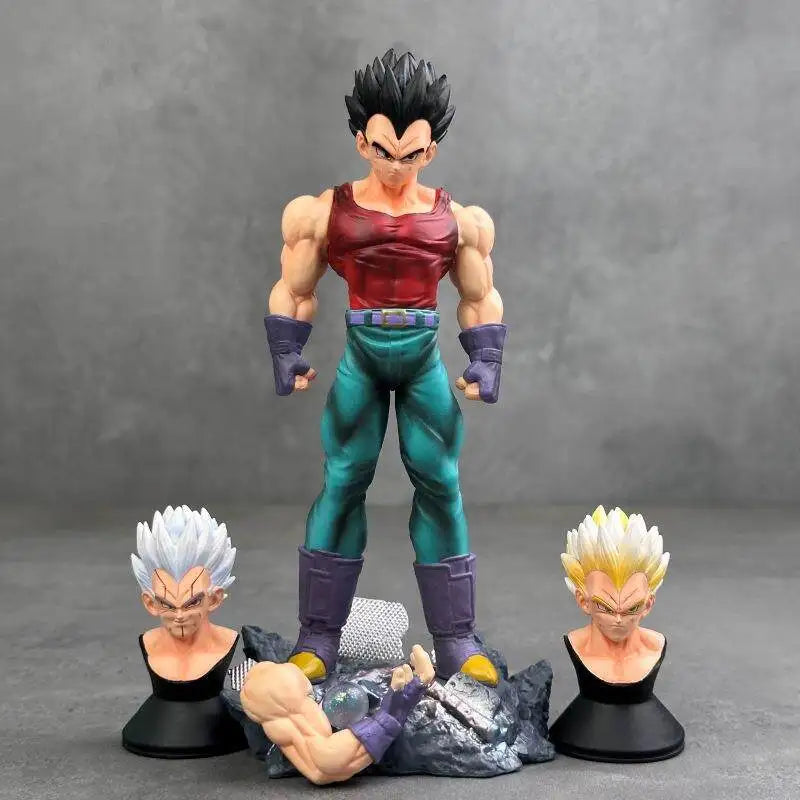 Vegeta Super Saiyan Three Head Sculpts Standing Pose Anime Collectible Model Statue Figurine For Desktop Collection Display